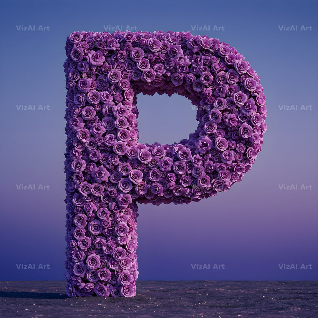 Purple Rose alphabet letter P