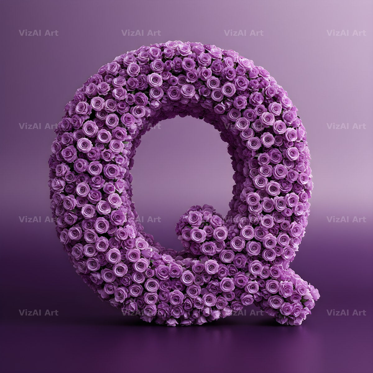 Purple Rose alphabet letter Q