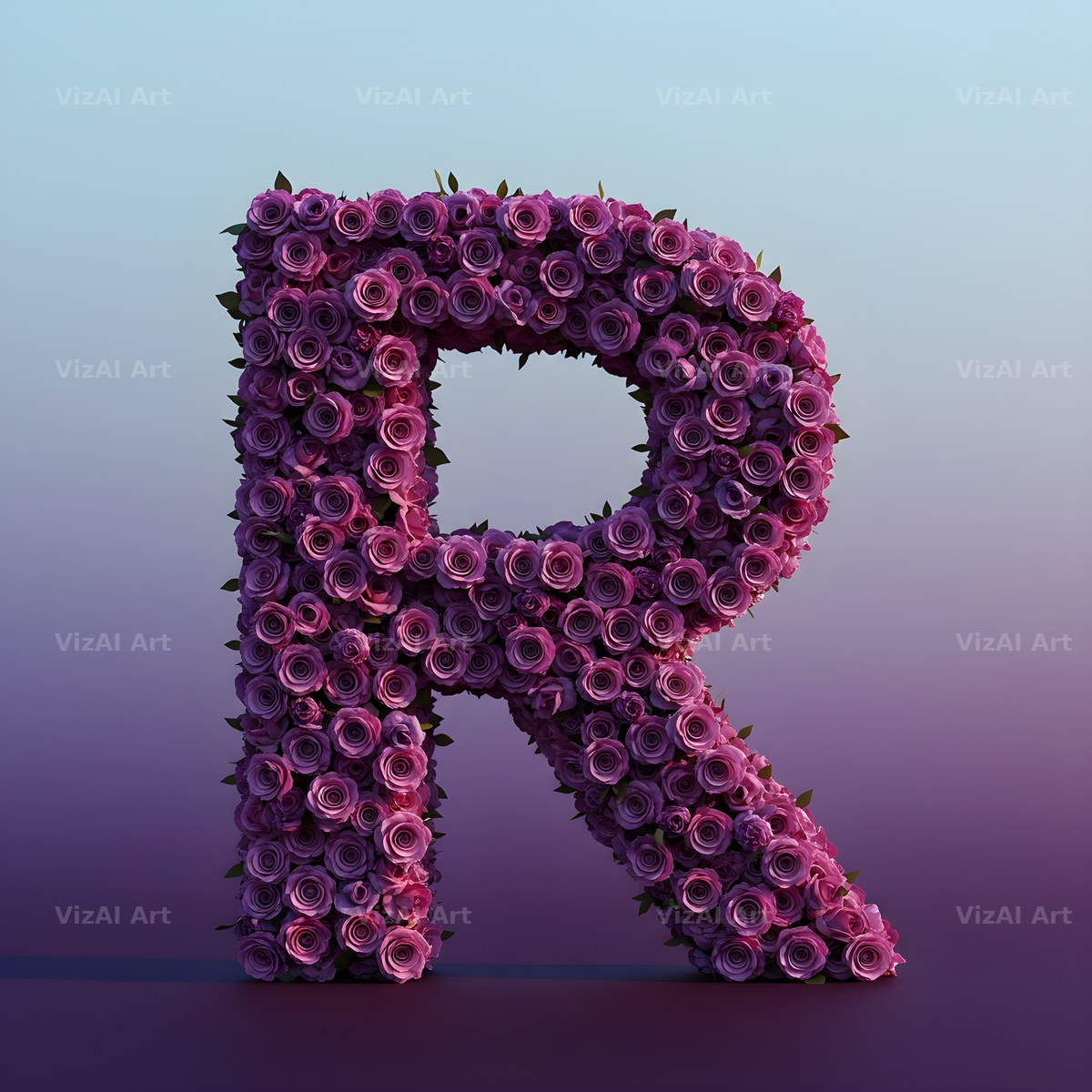 Purple Rose alphabet letter R