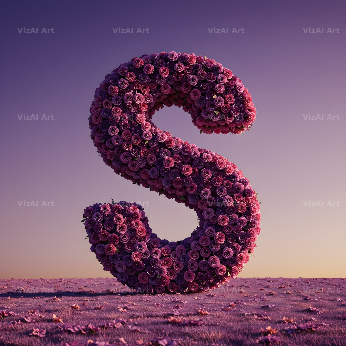 Purple Rose alphabet letter S
