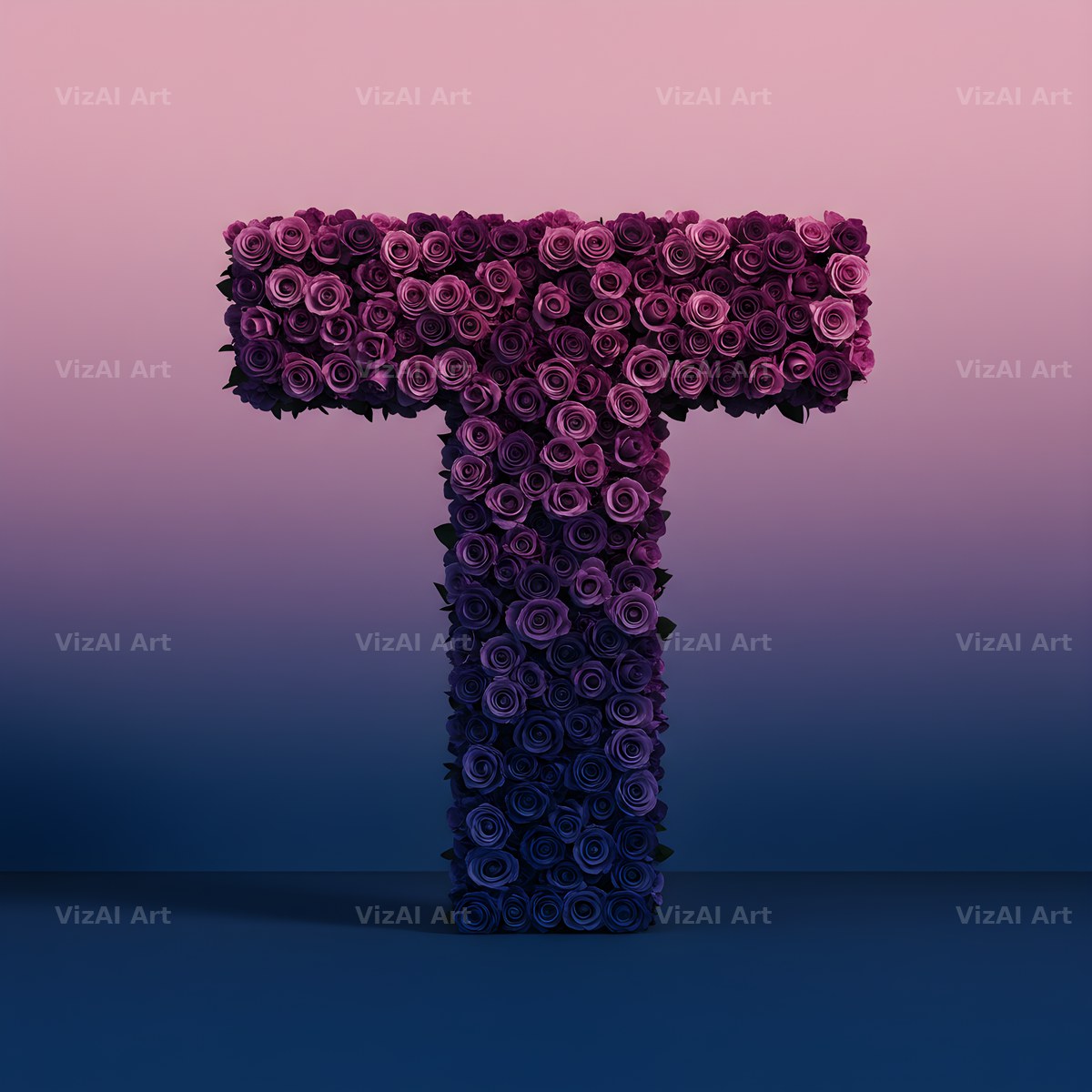 Purple Rose alphabet letter T