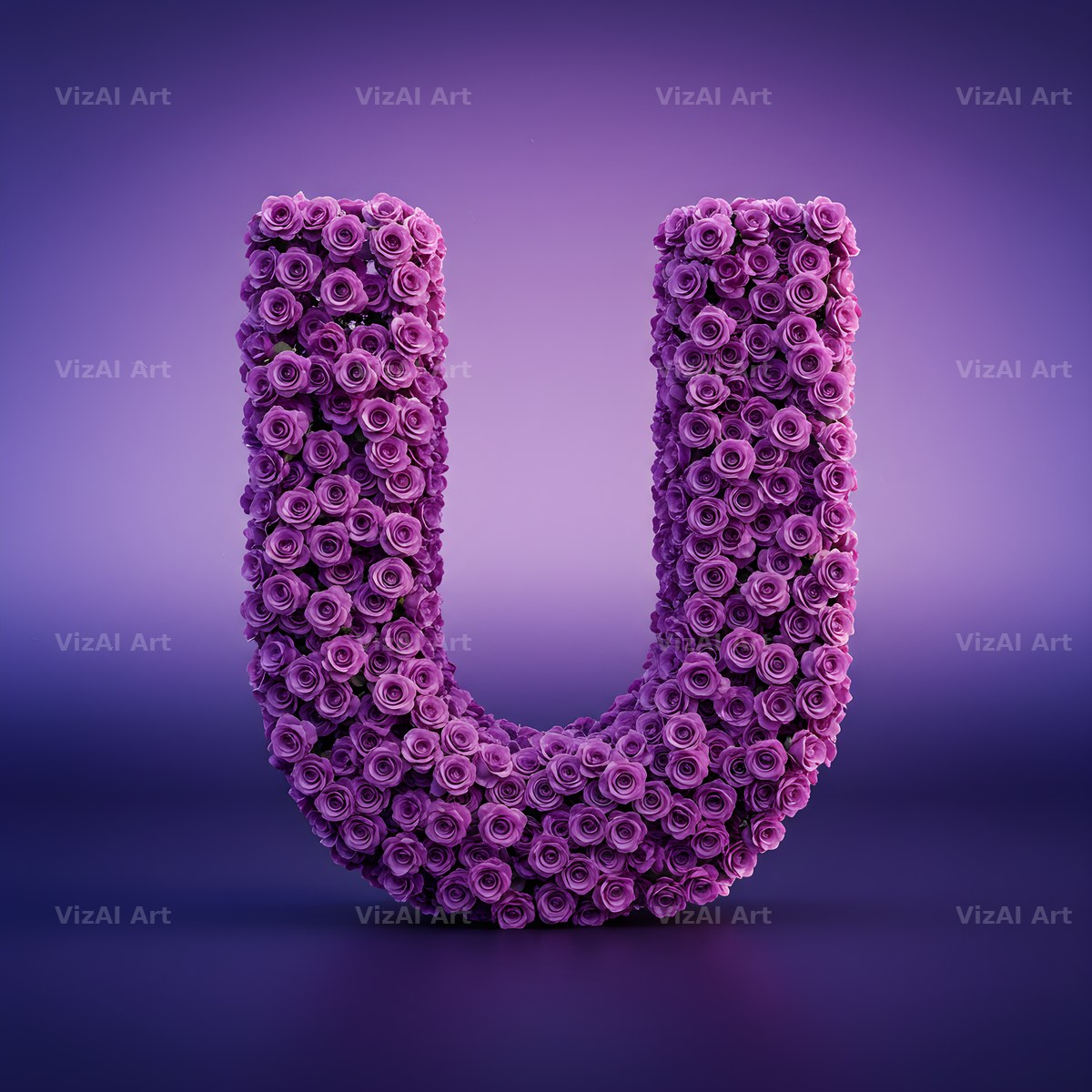 Purple Rose alphabet letter U
