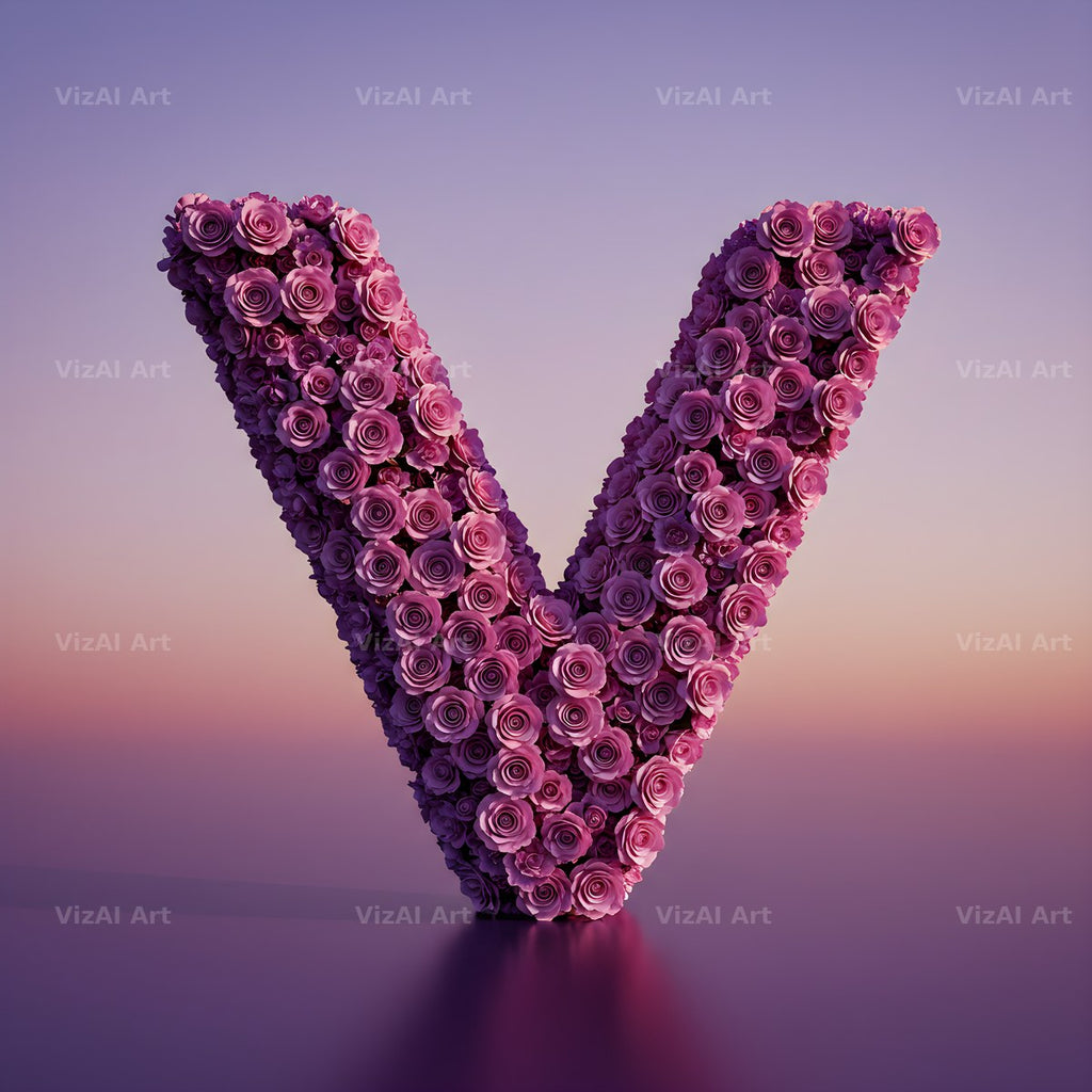 Purple Rose alphabet letter V