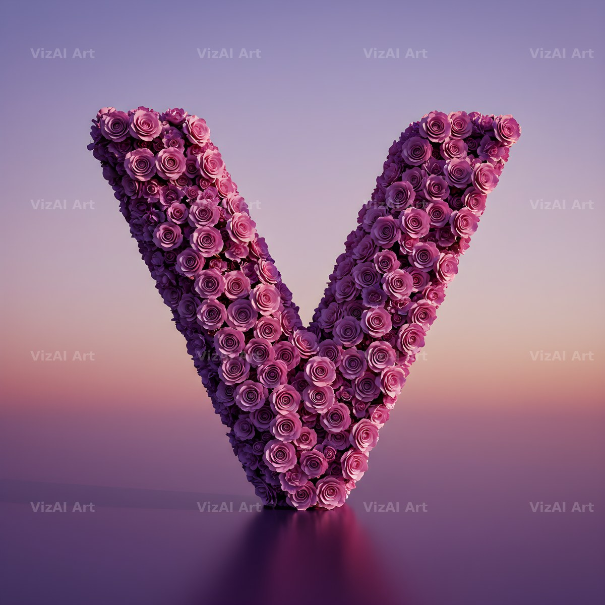Purple Rose alphabet letter V