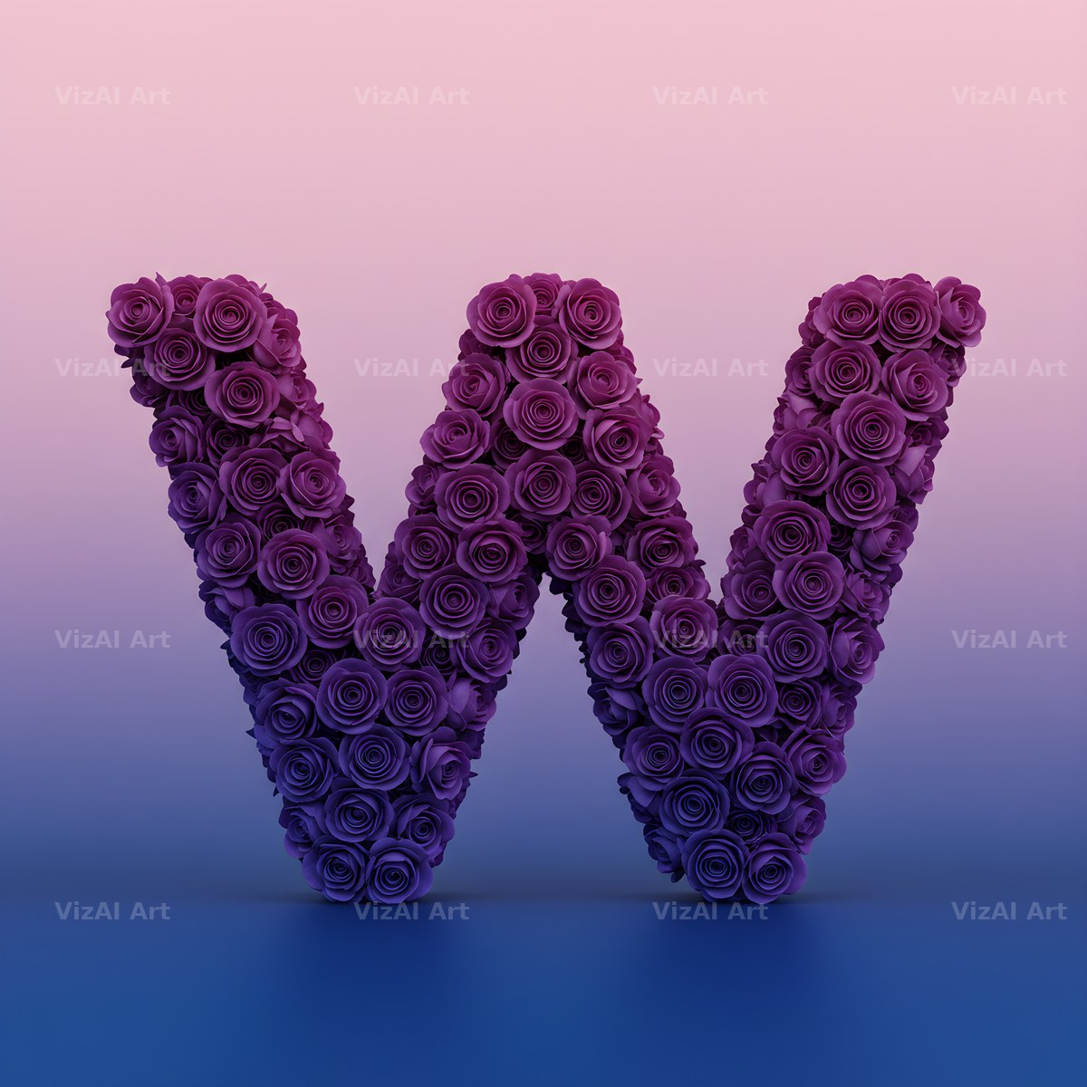 Purple Rose alphabet letter W