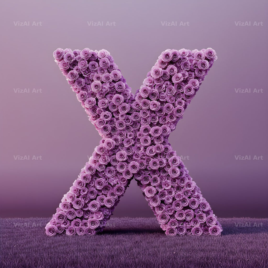 Purple Rose alphabet letter X