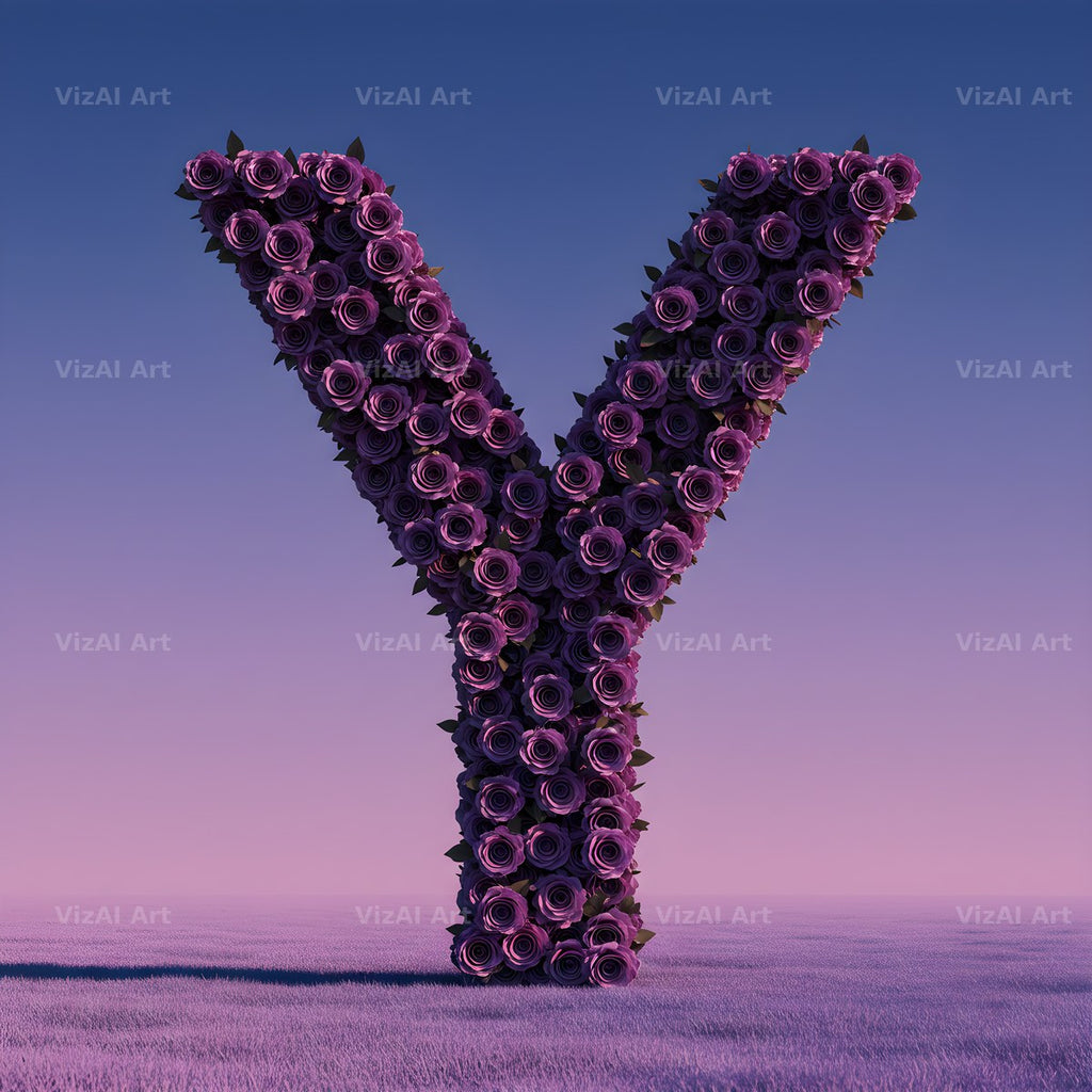 Purple Rose alphabet letter Y