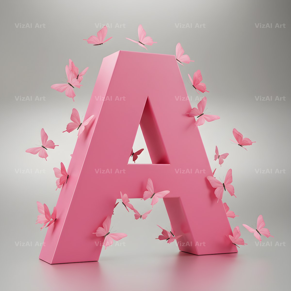 Pink Butterfly alphabet letter A