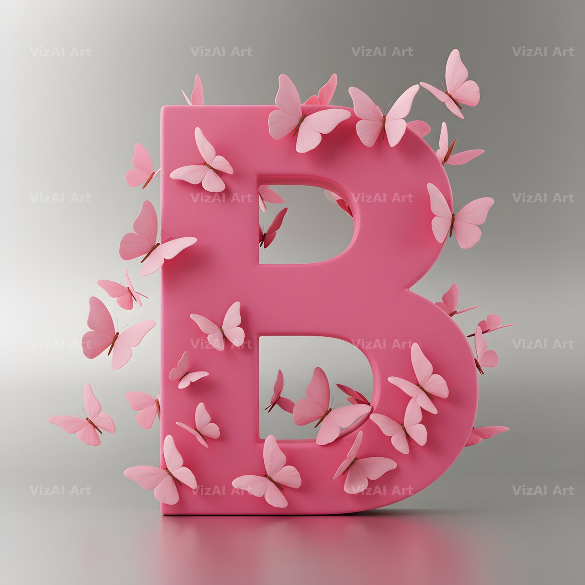 Pink Butterfly alphabet letter B