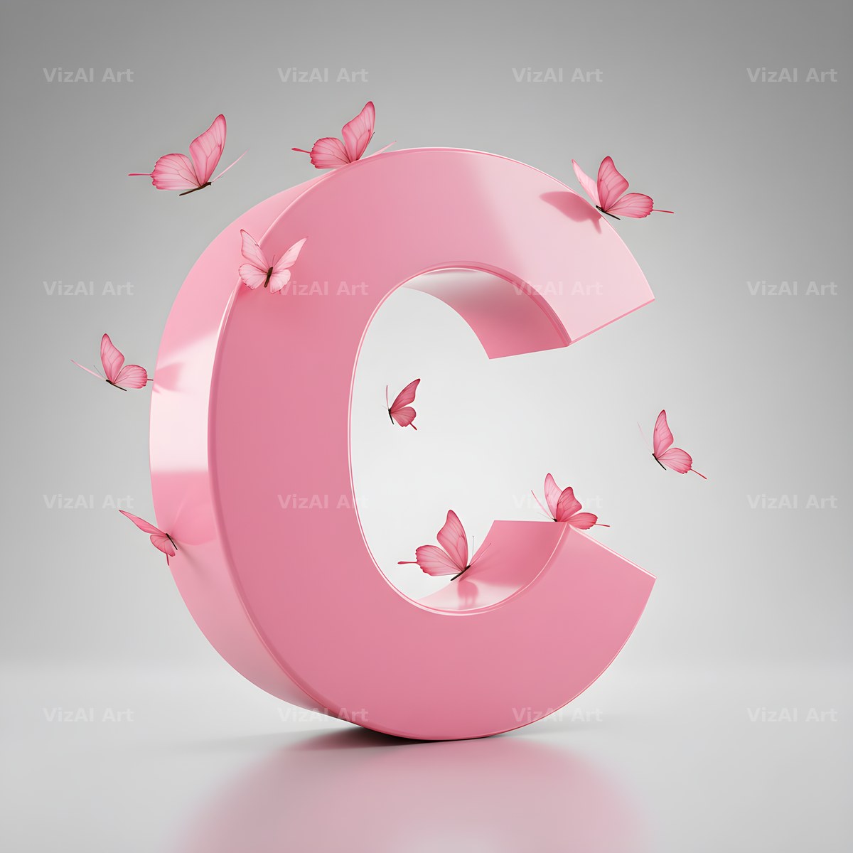 Pink Butterfly alphabet letter C