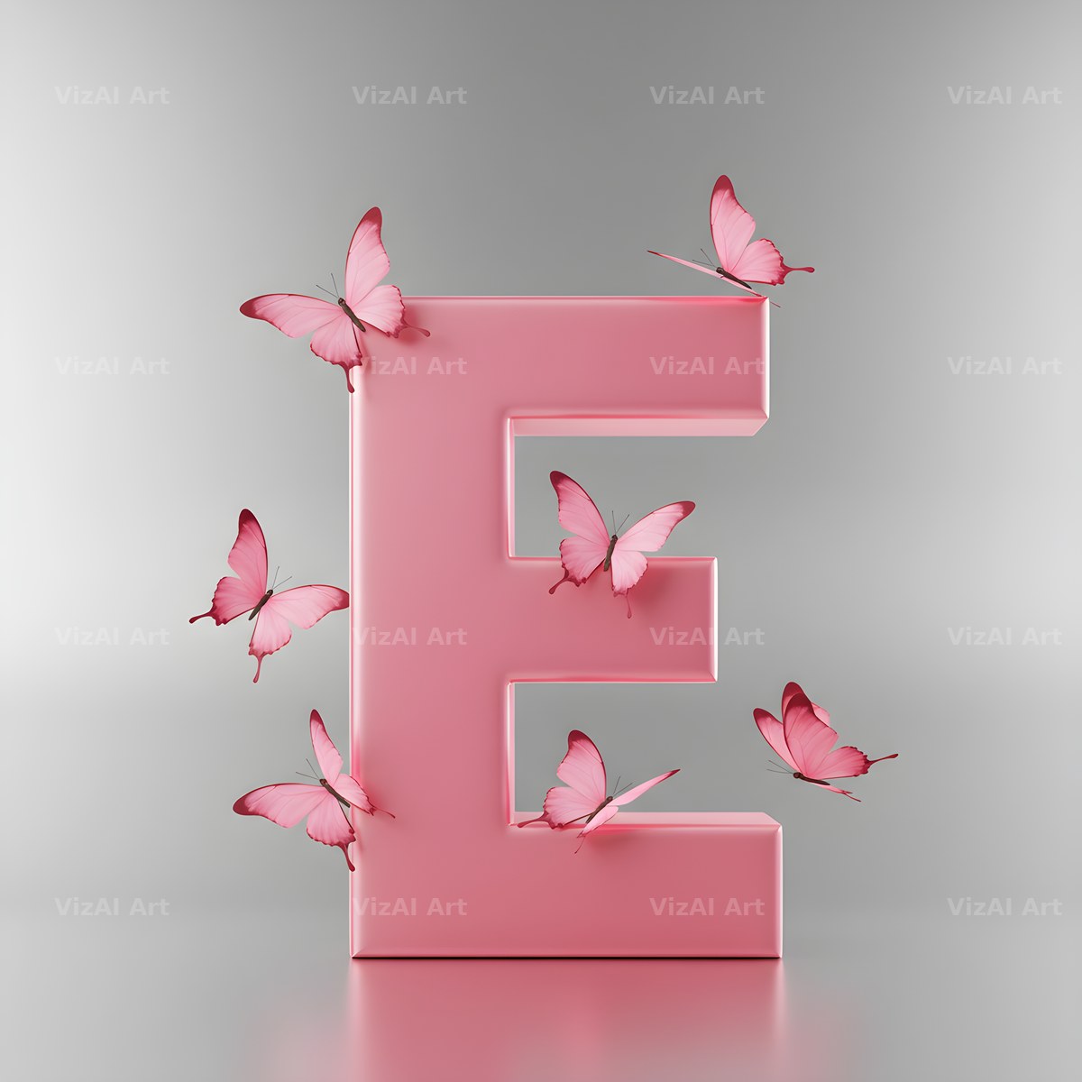 Pink Butterfly alphabet letter E