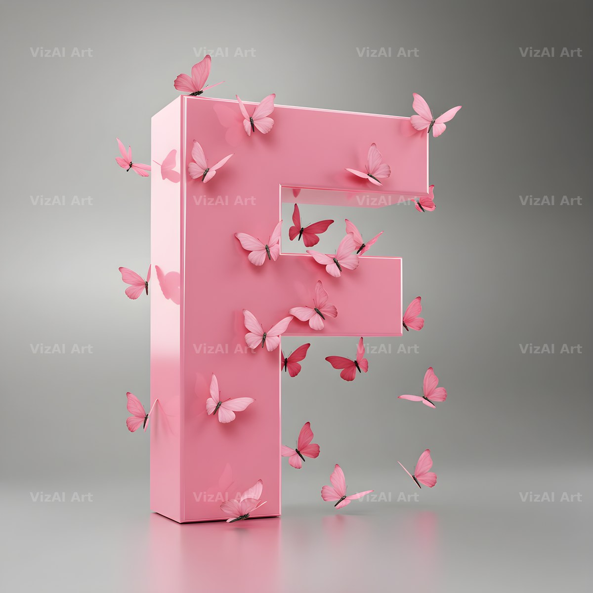 Pink Butterfly alphabet letter F