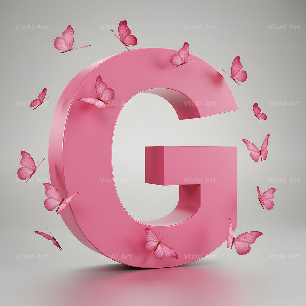 Pink Butterfly alphabet letter G