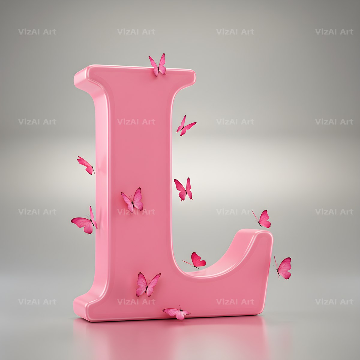 Pink Butterfly alphabet letter L