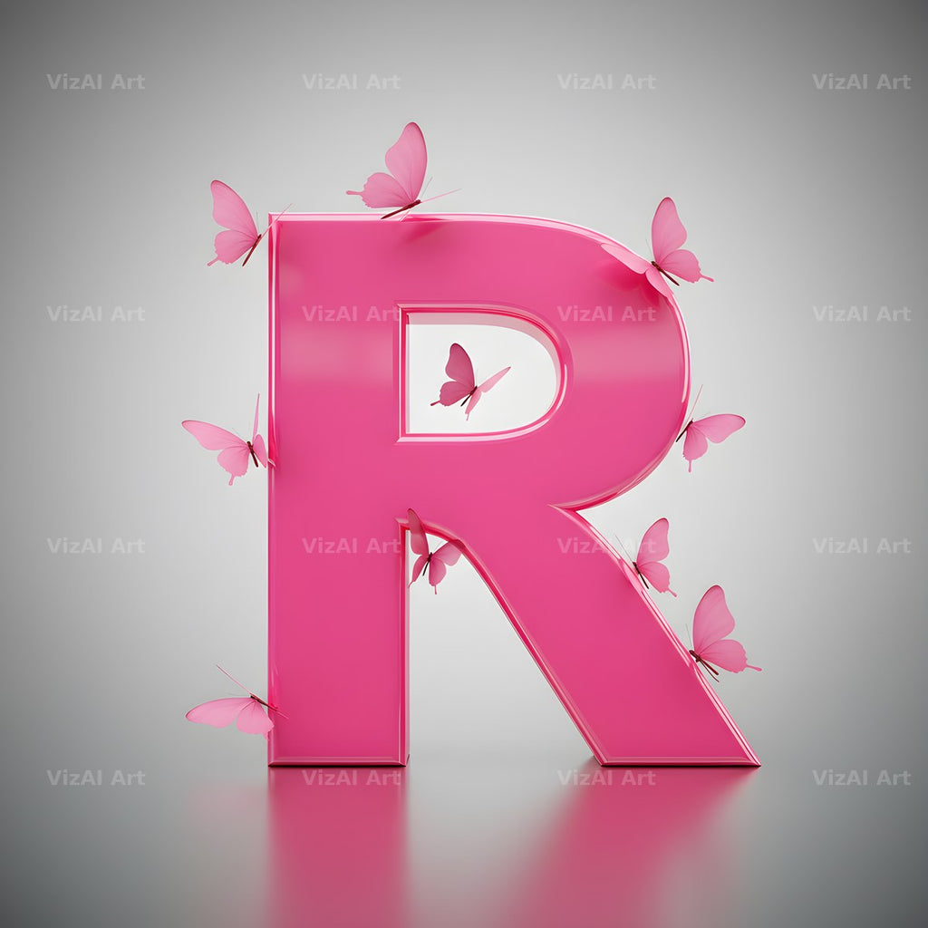 Pink Butterfly alphabet letter R