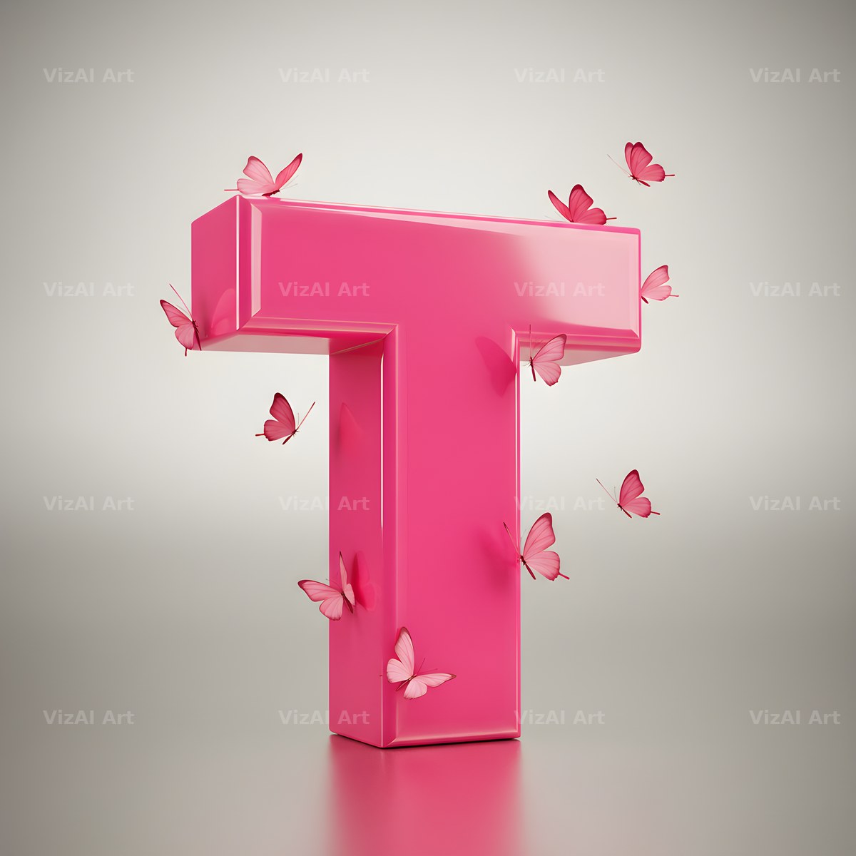 Pink Butterfly alphabet letter T