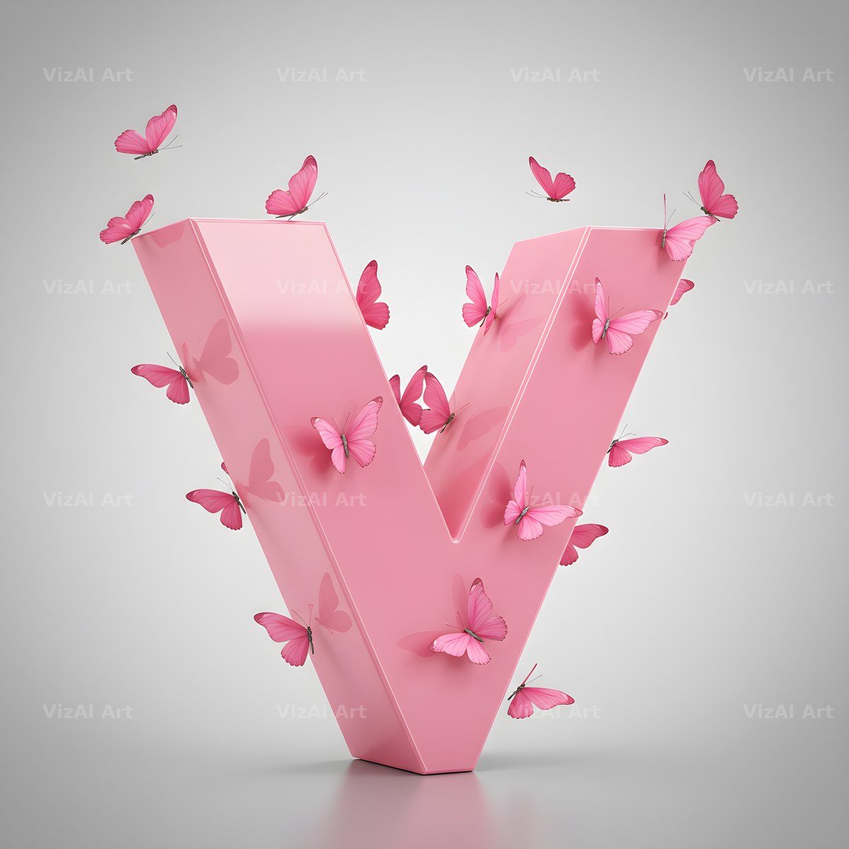 Pink Butterfly alphabet letter V