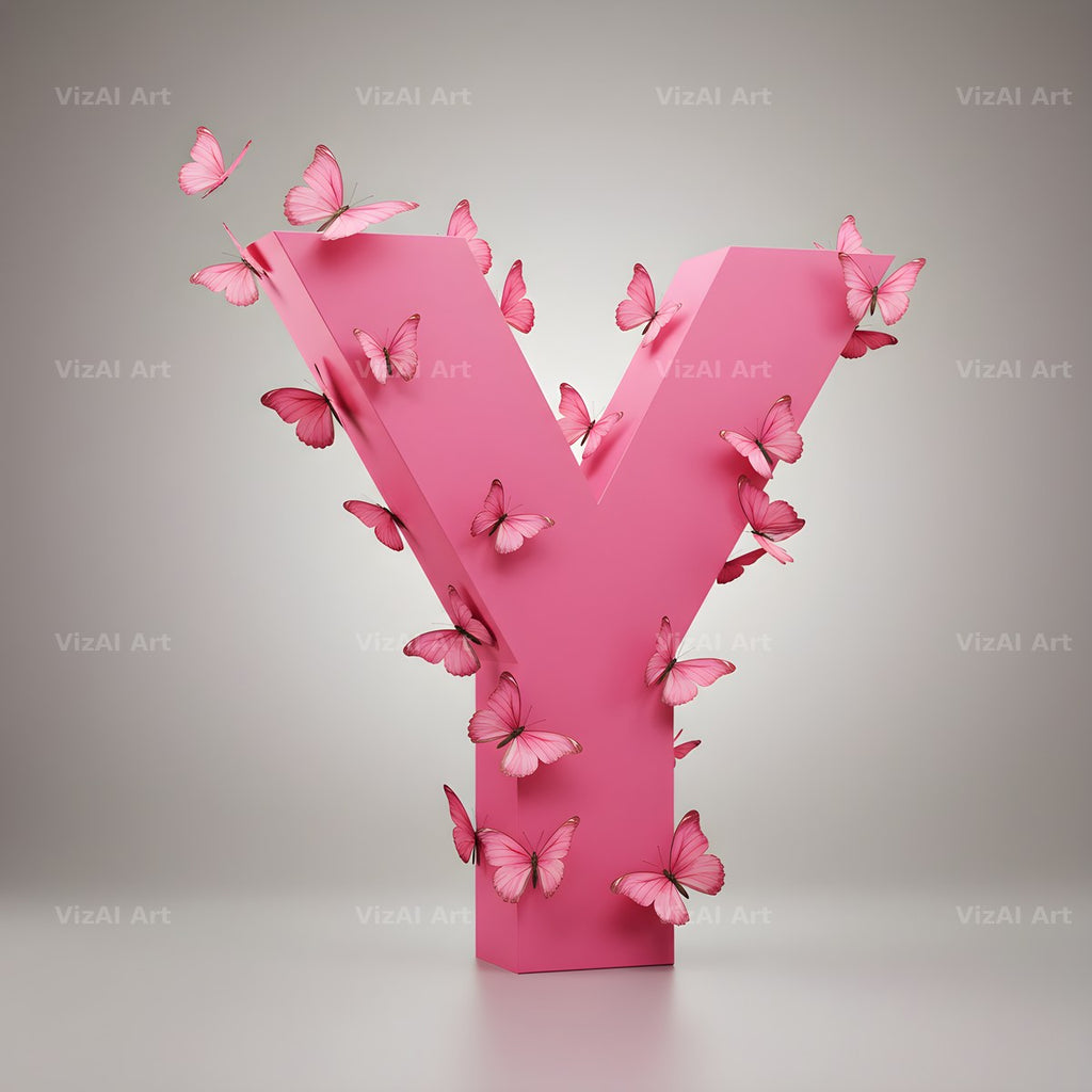 Pink Butterfly alphabet letter Y