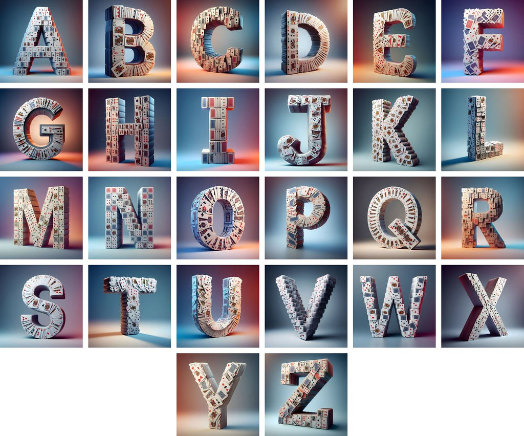 Playing Card Alphabet — choose your individual printable letter A to Z