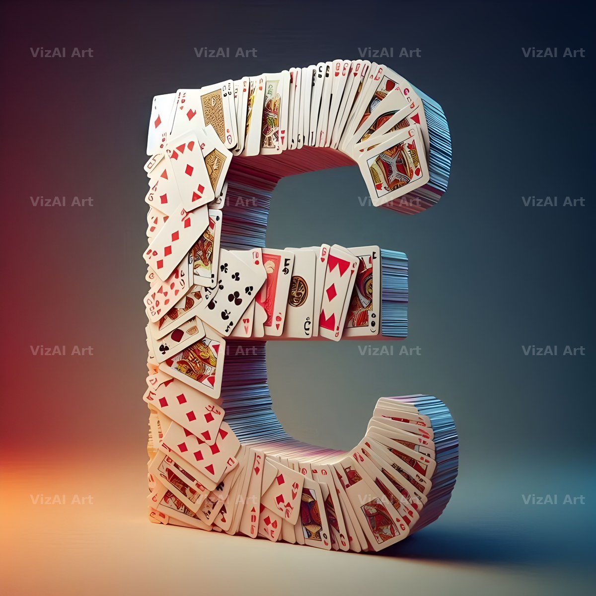 Playing Card alphabet letter E