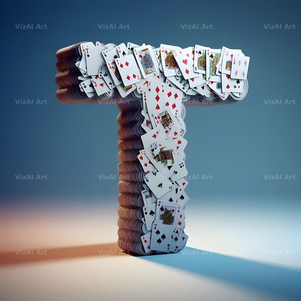 Playing Card alphabet letter T