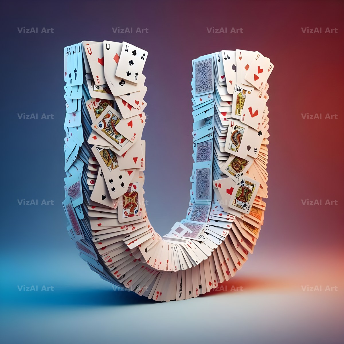 Playing Card alphabet letter U