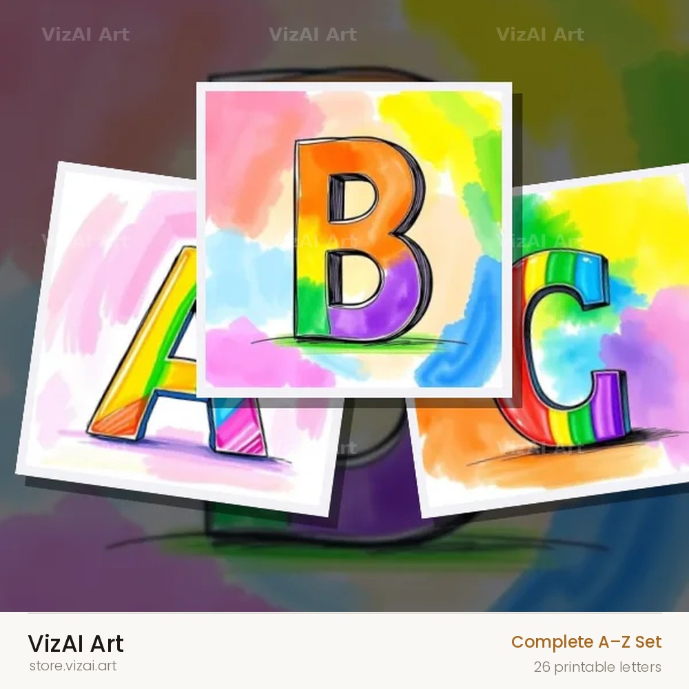 Painted Canvas Colour alphabet — choose an individual printable letter