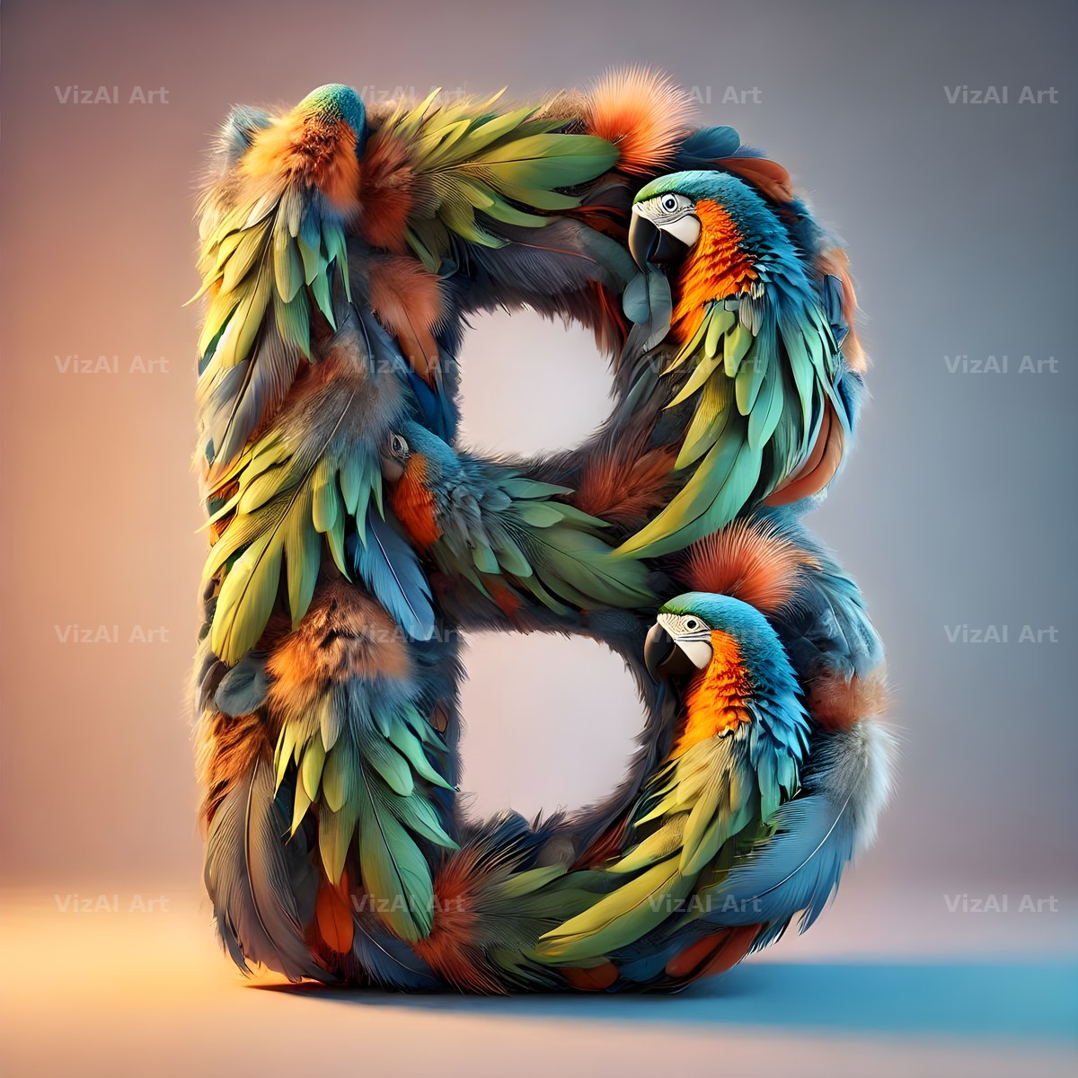 Feather alphabet letter B