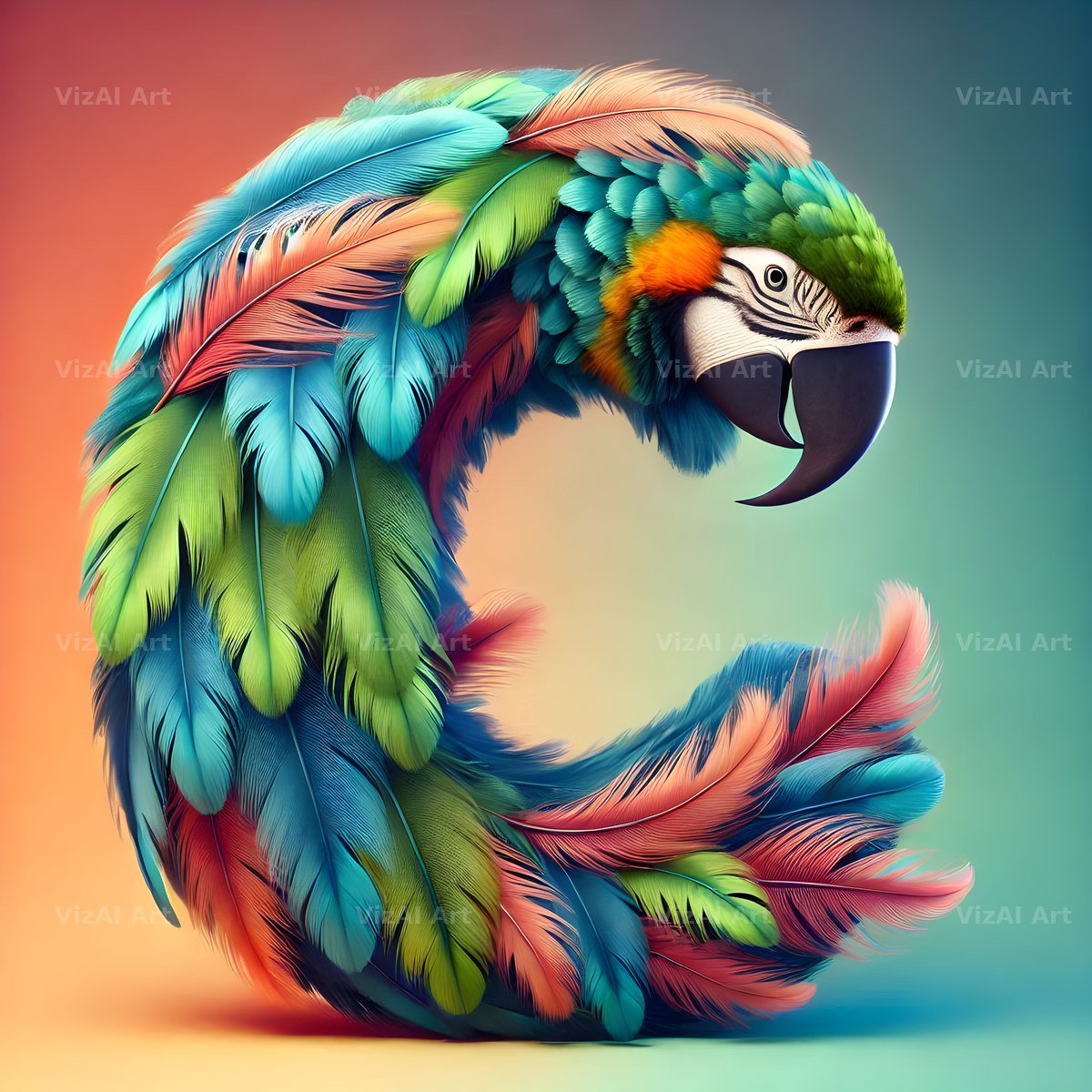 Feather alphabet letter C