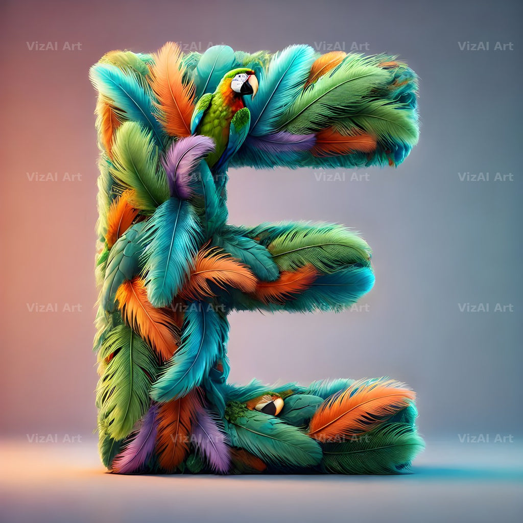 Feather alphabet letter E