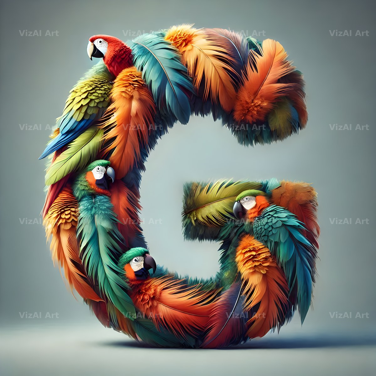 Feather alphabet letter G