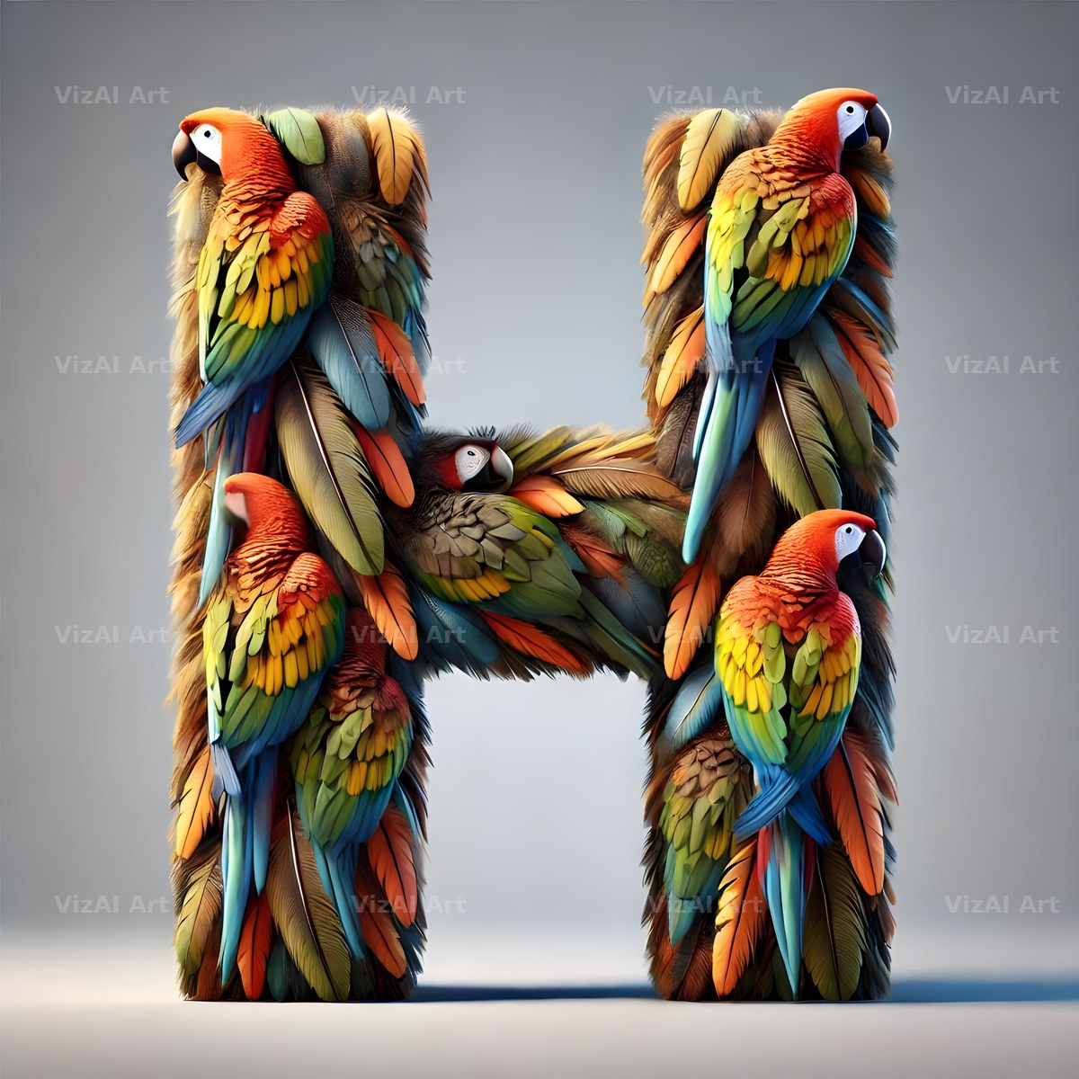 Feather alphabet letter H