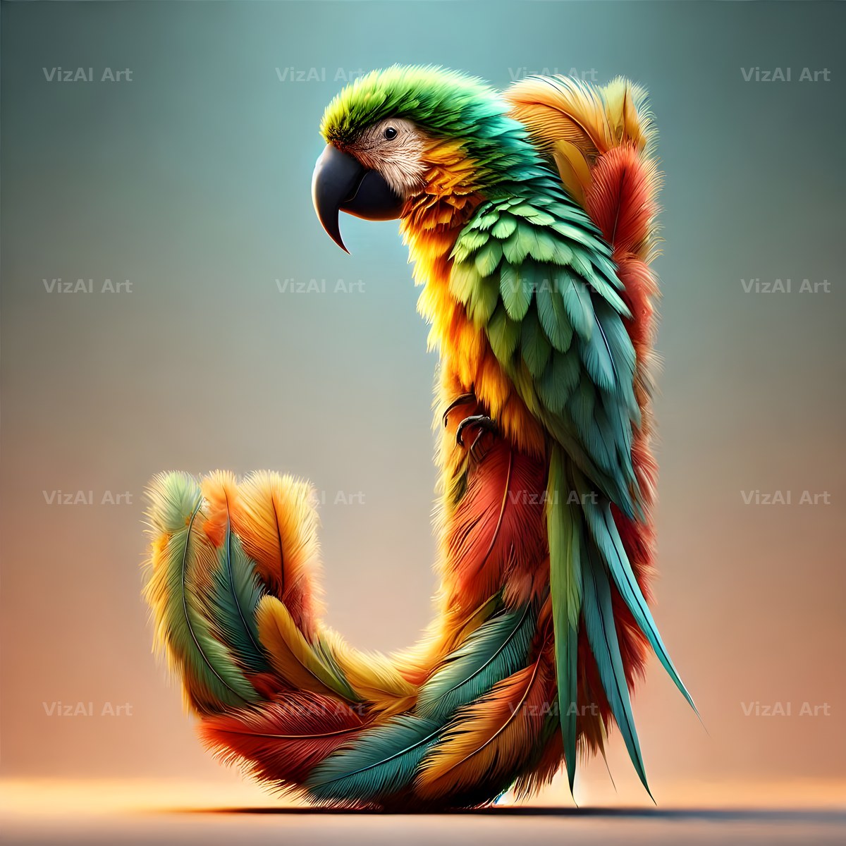 Feather alphabet letter J