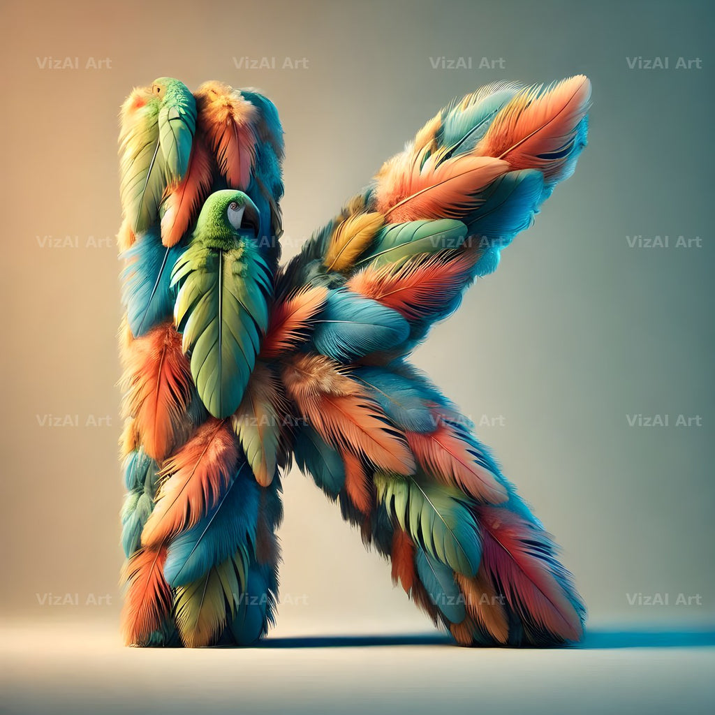 Feather alphabet letter K