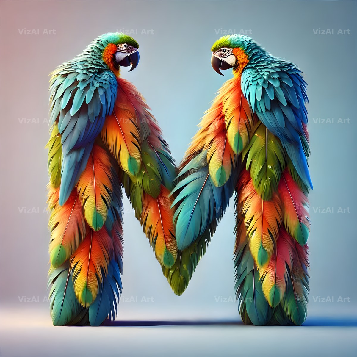 Feather alphabet letter M