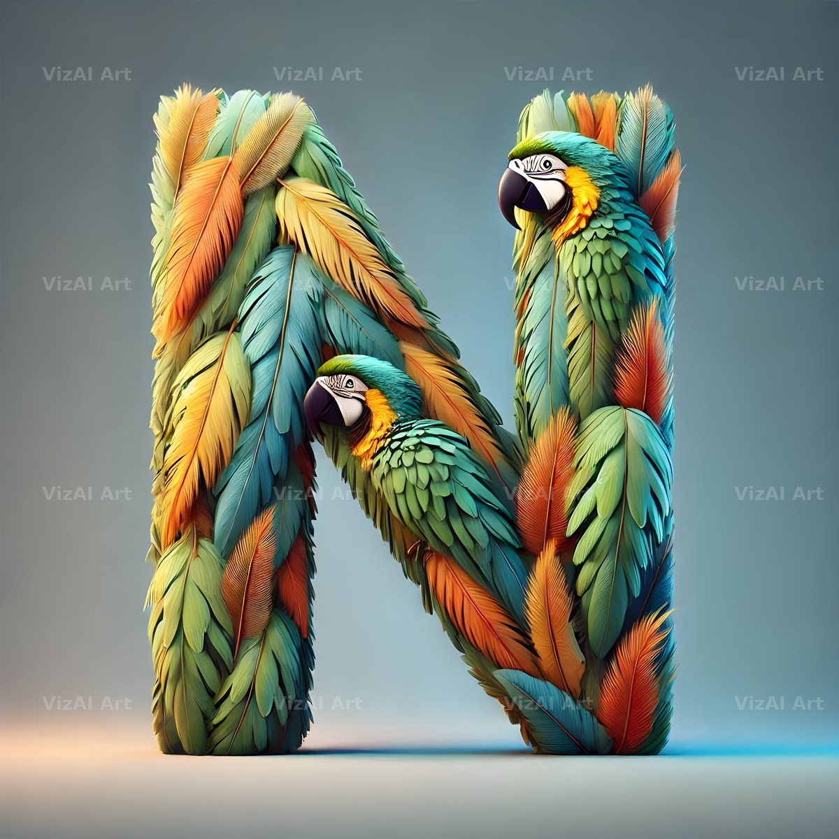 Feather alphabet letter N