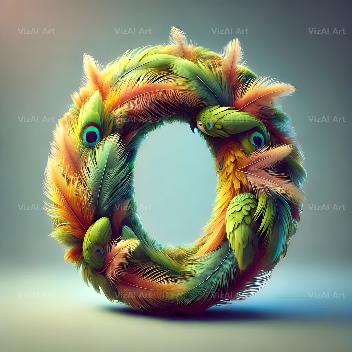 Feather alphabet letter O
