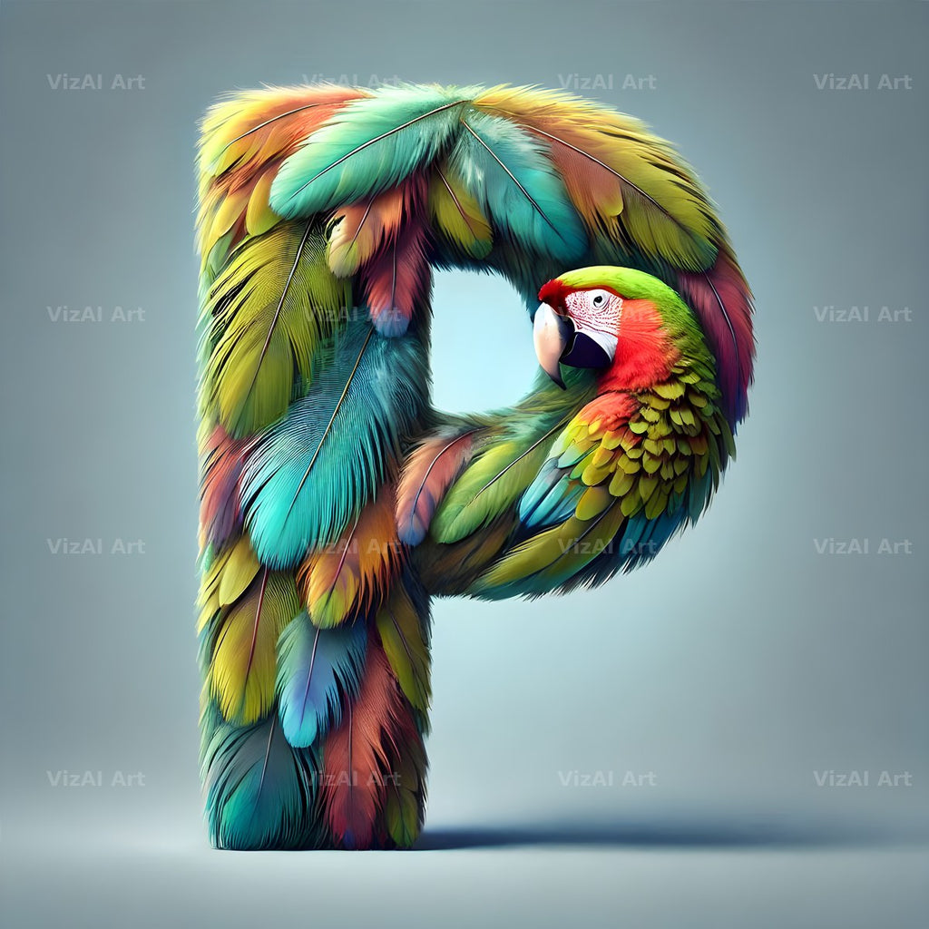 Feather alphabet letter P
