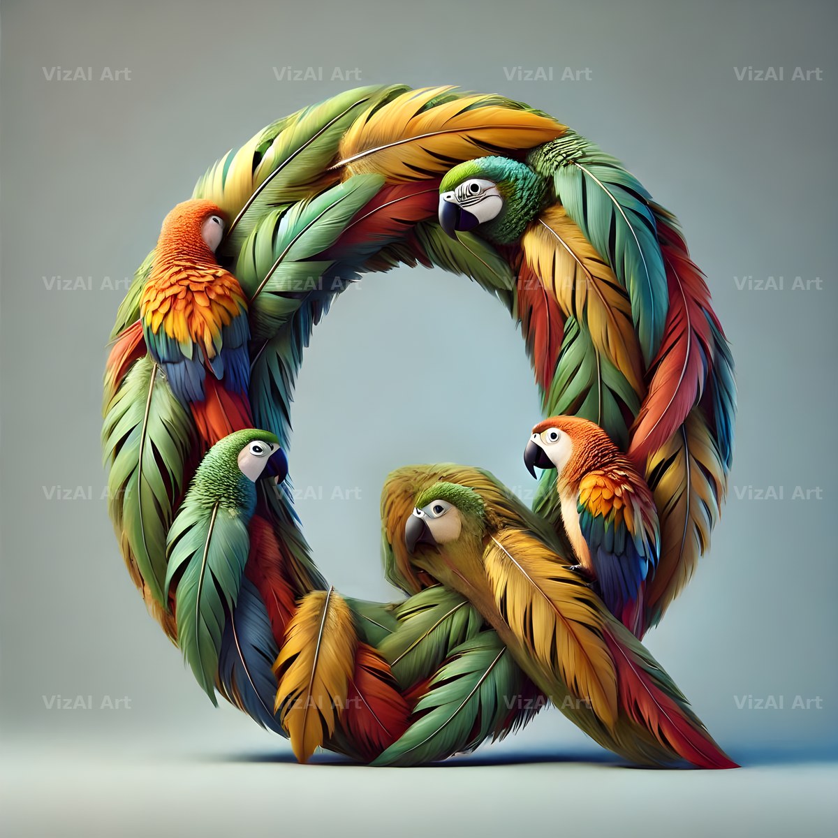 Feather alphabet letter Q