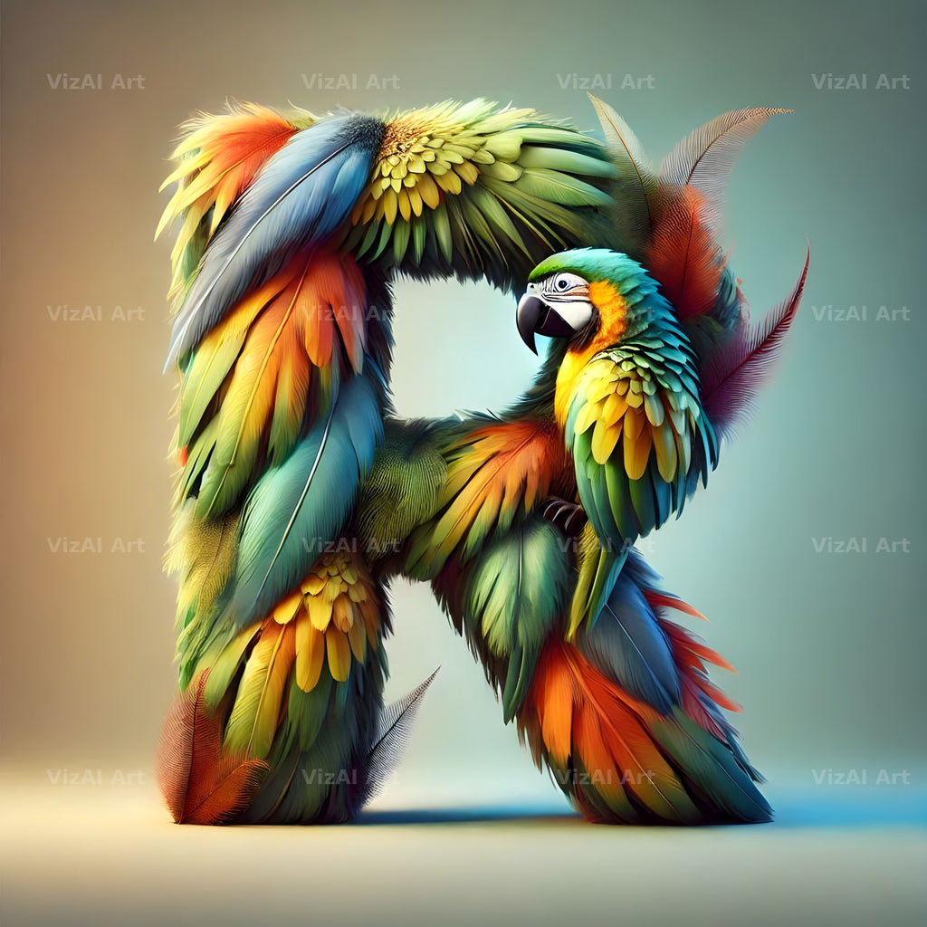 Feather alphabet letter R