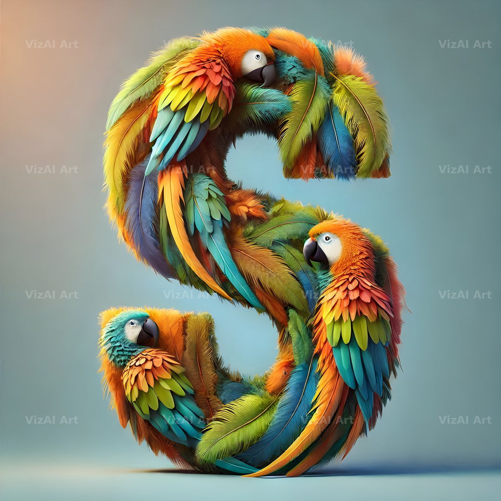 Feather alphabet letter S