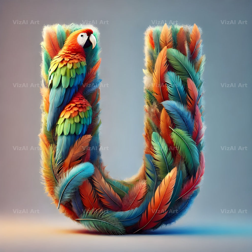 Feather alphabet letter U
