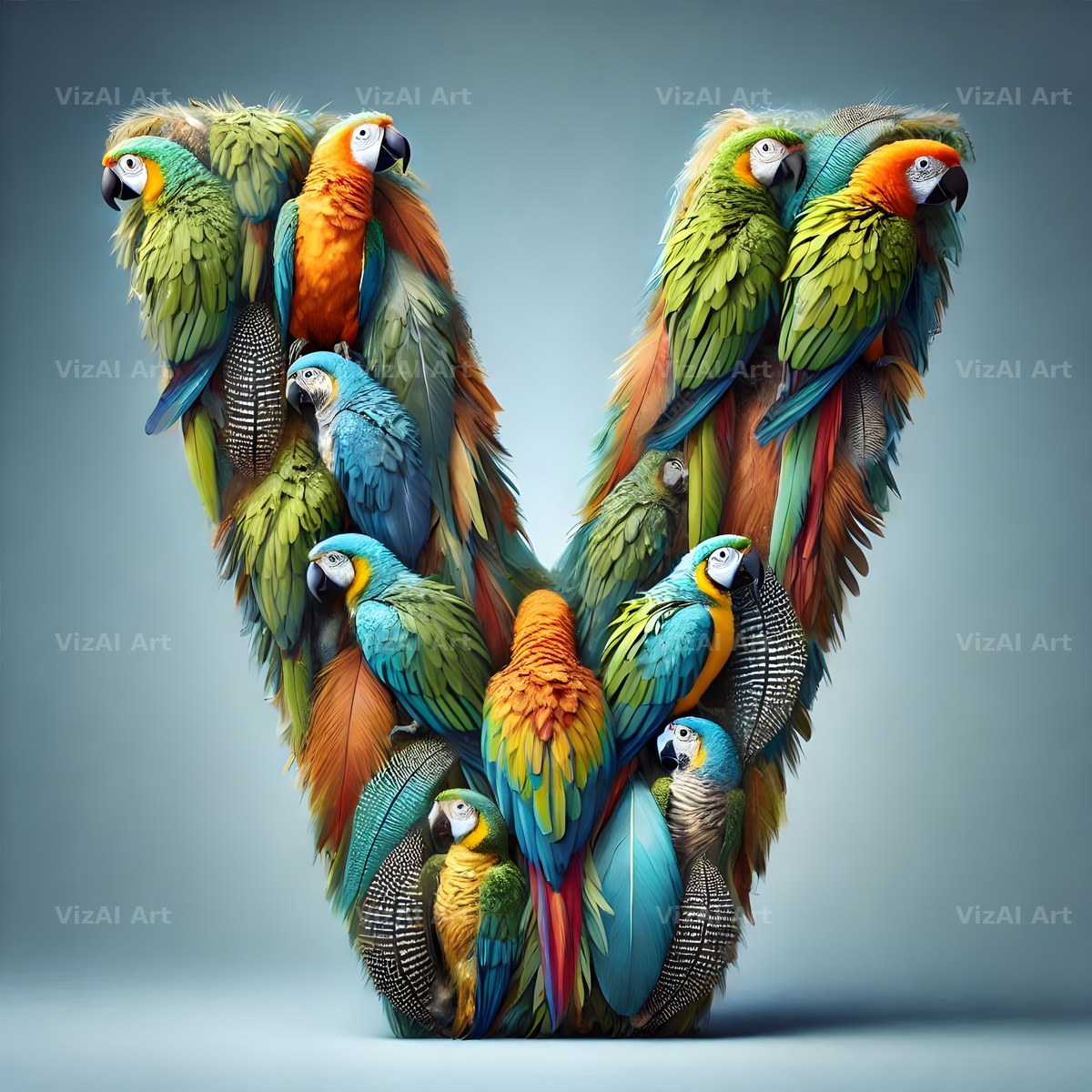 Feather alphabet letter V