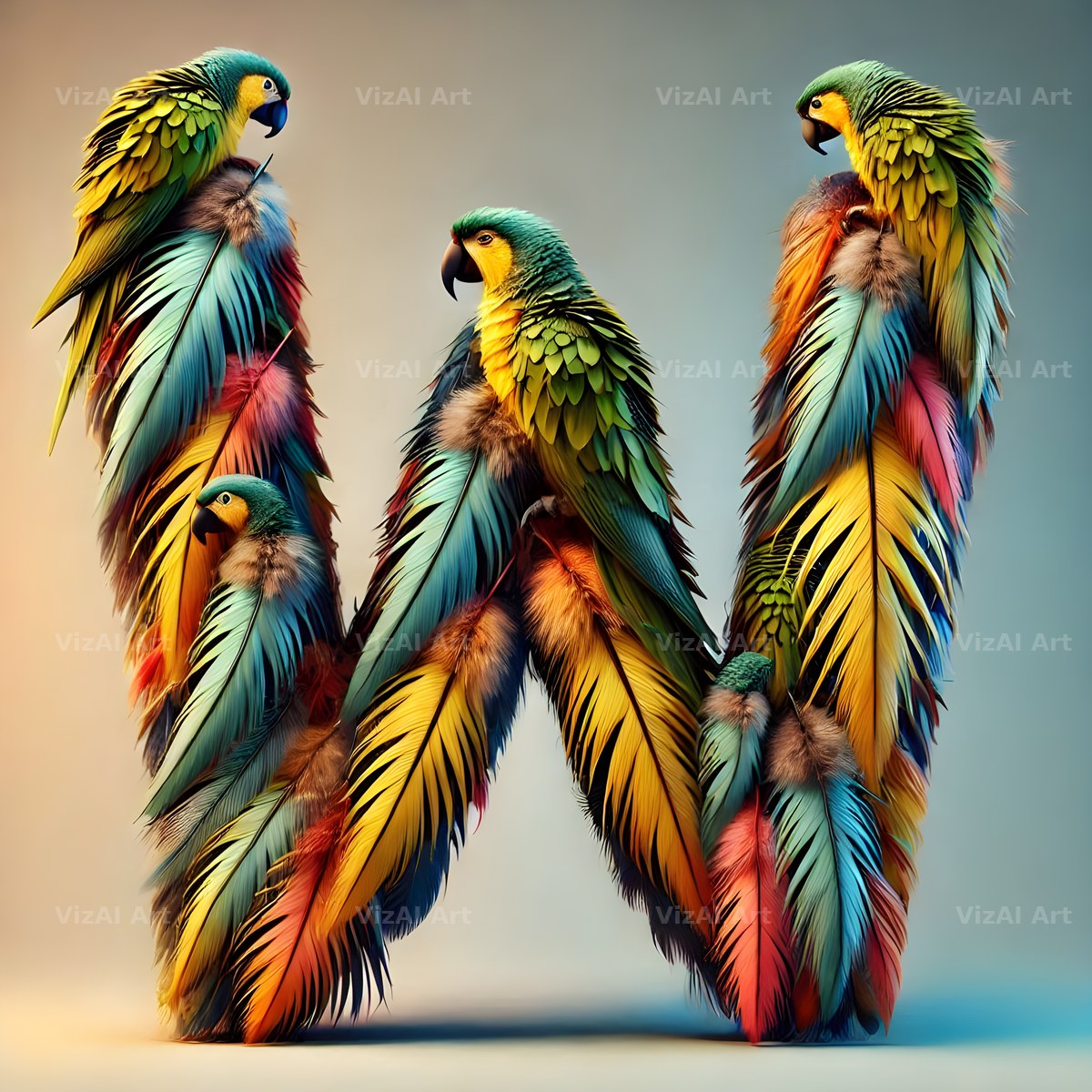 Feather alphabet letter W