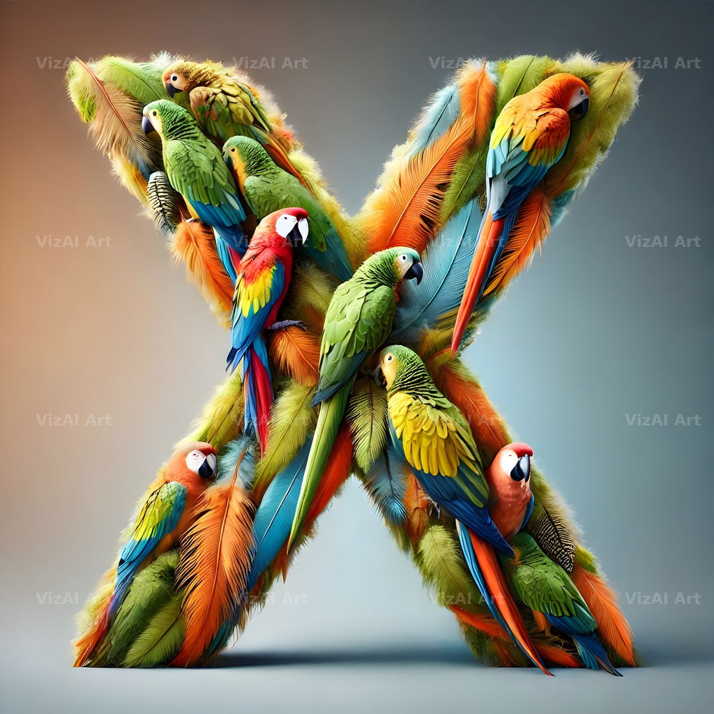 Feather alphabet letter X