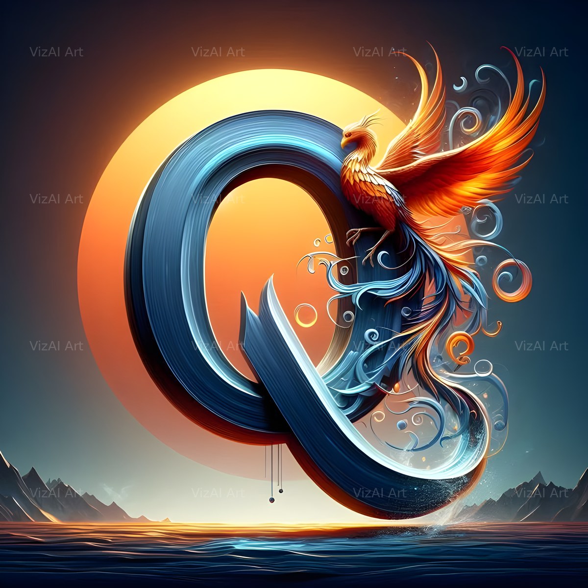 Phoenix alphabet letter Q