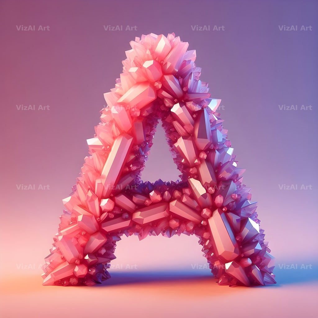 Pink Crystal alphabet letter A