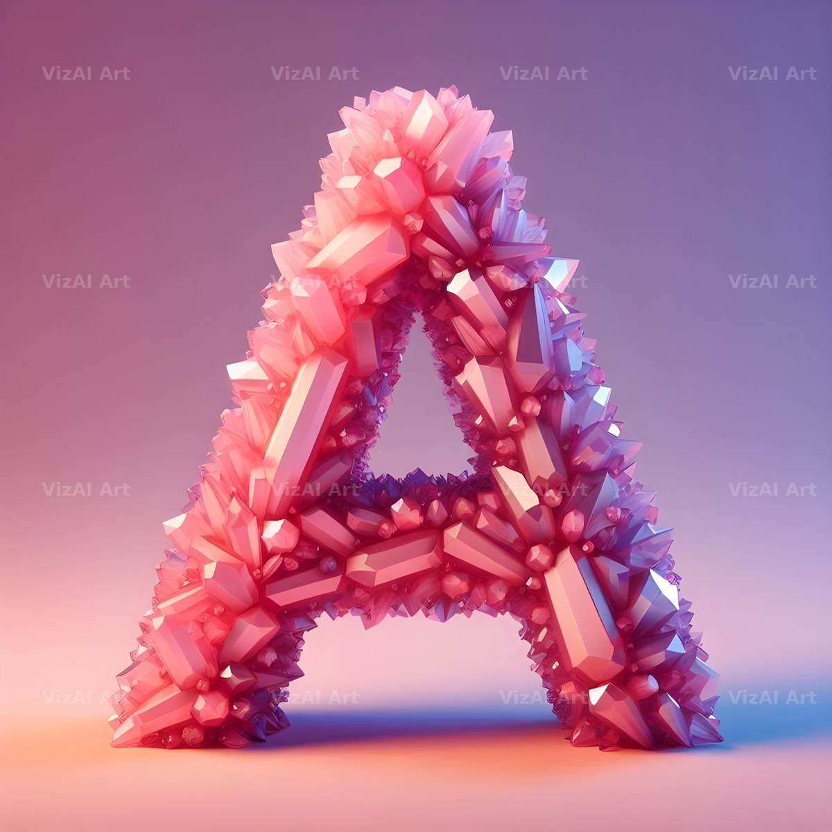 Pink Crystal alphabet letter A