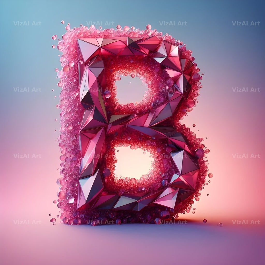 Pink Crystal alphabet letter B