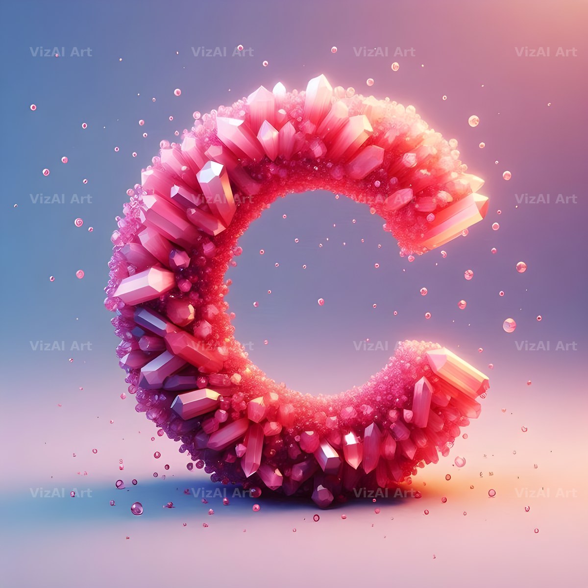 Pink Crystal alphabet letter C